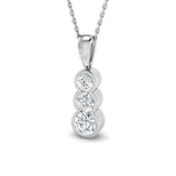 Lab Grown Round Diamond Drop Pendant in 18K White Gold – UK Hallmarked