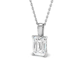 Lab Grown Emerald Cut Diamond Pendant in 18K White Gold – UK Hallmarked