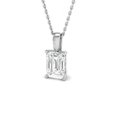 Lab Grown Emerald Cut Diamond Pendant in 18K White Gold – UK Hallmarked