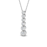 Lab Grown Round Diamond Drop Pendant in 18K White Gold – Bezel Set UK Hallmarked