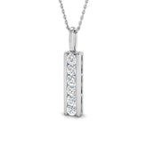 Lab Grown Round Diamond Drop Pendant in 18K White Gold – Channel Set UK Hallmarked