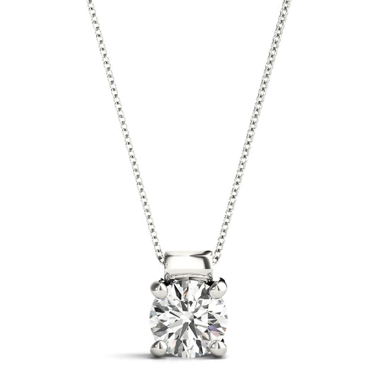 D-VVS Lab-Grown Round Solitaire Diamond Pendant For Women.