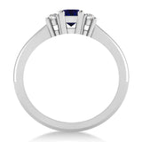 Sapphire and Natural Diamond Trilogy Engagement Ring