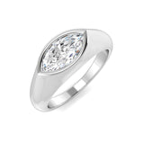 Wedding Rings for Men Marquise Diamond Bezel Ring in Gold & Platinum