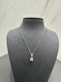 Lab Grown Diamond Asscher Cut Solitaire Pendant in 18K White Gold