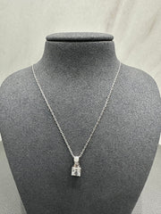 Lab Grown Diamond Asscher Cut Solitaire Pendant in 18K White Gold