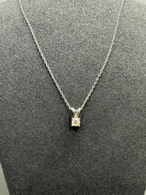 14K White Gold Double Loop Round Solitaire Natural Diamond Pendant