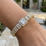 18K White Gold Lab Grown Diamond Bracelet in Emerald Style | 7.70Ct Baguette & Round Cut