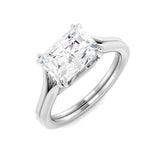 Diamond ring with a clear gemstone on a white background