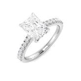 White Gold Radiant Cut Diamond Engagement Ring with Side Stones