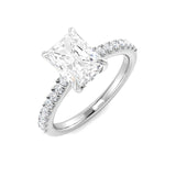 White Gold Radiant Cut Diamond Engagement Ring with Side Stones