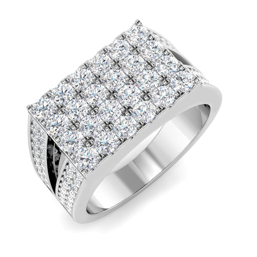 Wide men’s diamond pavé ring with full rectangular face