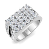 Wide men’s diamond pavé ring with full rectangular face