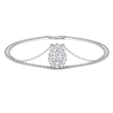 Lobster Claw Diamond Bracelet, Luxury Platinum Diamond Jewelry, Women Pear Diamond Bracelet