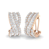 Hoop Earrings with Triple Row Cross-over Diamonds | 3ct Gold