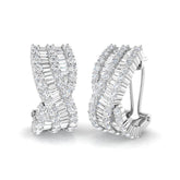 Hoop Earrings with Triple Row Cross-over Diamonds | 3ct Gold