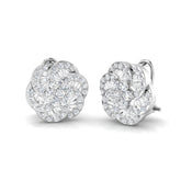 Stud Earrings with Flower Swirl Diamond Cluster | 1.25ct