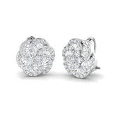 Stud Earrings with Flower Swirl Diamond Cluster | 1.25ct