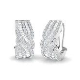 Hoop Earrings with Wave Cross Diamond Design | 1.75ct