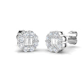 Stud Earrings with Flower Diamond Halo Cluster | 0.5ct Gold