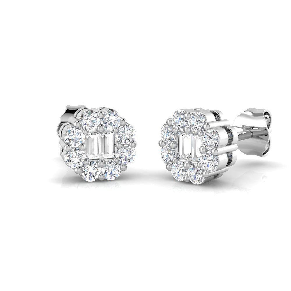 Halo Round Diamond Earrings - 0.50 Carat Festive Cluster