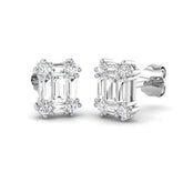 Stud Earrings with Square Baguette Cluster | 1ct Gold