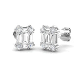 Stud Earrings with Square Baguette Cluster | 1ct Gold