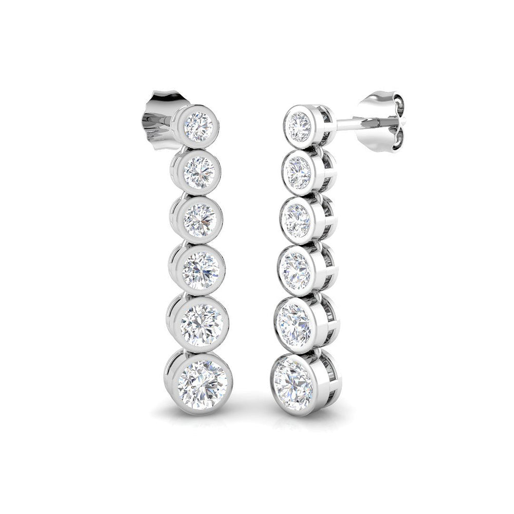 Drop Earrings - 1.25 Carat Handmade Bezel Set Linear Bubble