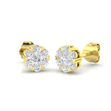 Lab Grown & Natural Diamond Cluster Huggie Stud Earrings | Gold & Platinum