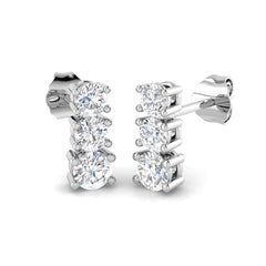 0.7 Carat D-E/VS Lab Grown Diamond Drop & Trilogy Earring 9k White Gold Ready To Ship