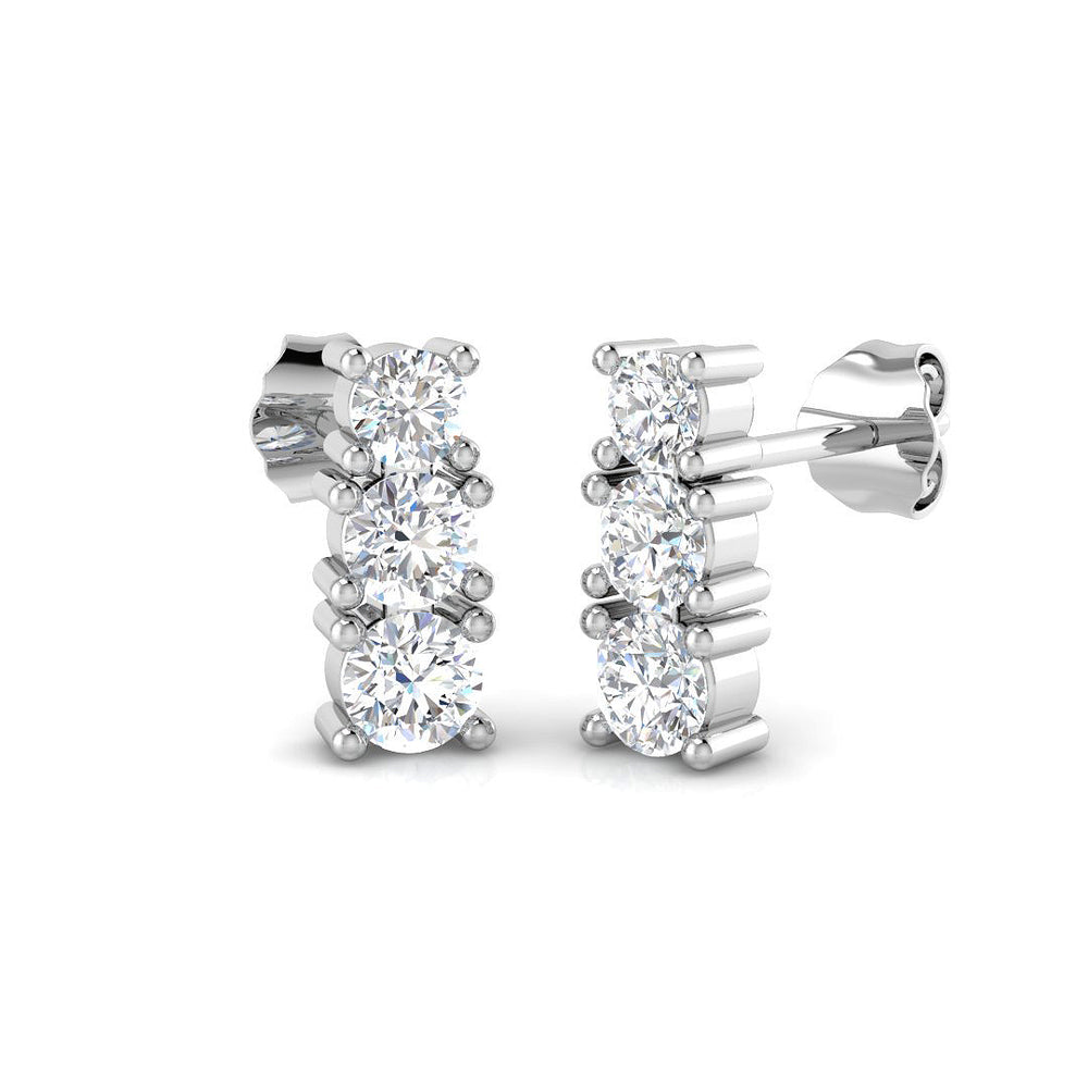 1.03ct Natural Diamond Round Cut Stud Earrings in 18K White Gold