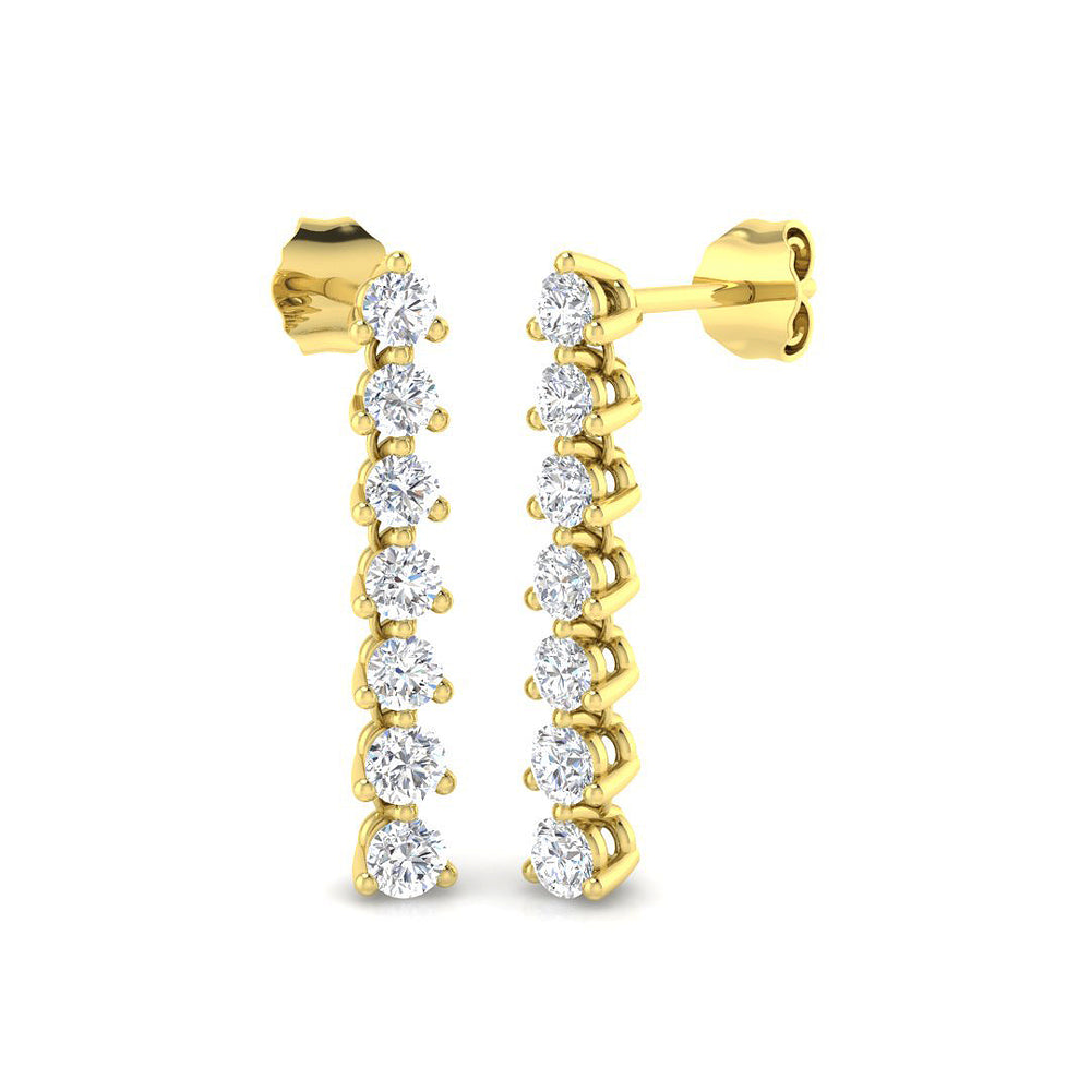 0.8ct Lab Diamond Round Cut Stud Earrings in 9K Yellow Gold