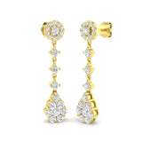 Gorgeous Smily 1.5ct Gold Drop & Trilogy Diamond Earrings