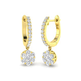 "Elegant Sorrl Gold Drop & Trilogy Diamond Earrings, 1ct-1.5ct Beauty"