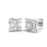 Stud Earrings with Square Baguette Cluster | 0.5ct Gold