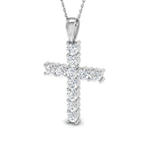 Imperiana 1.75Ct Diamond Cross Pendant In 9K, 18K (White, Yellow, Rose Gold) With Complimentary Silver