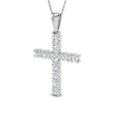 Sovereigna 2Ct Diamond Cross Pendant In 9K, 18K (White, Yellow, Rose Gold) With Complimentary Silver