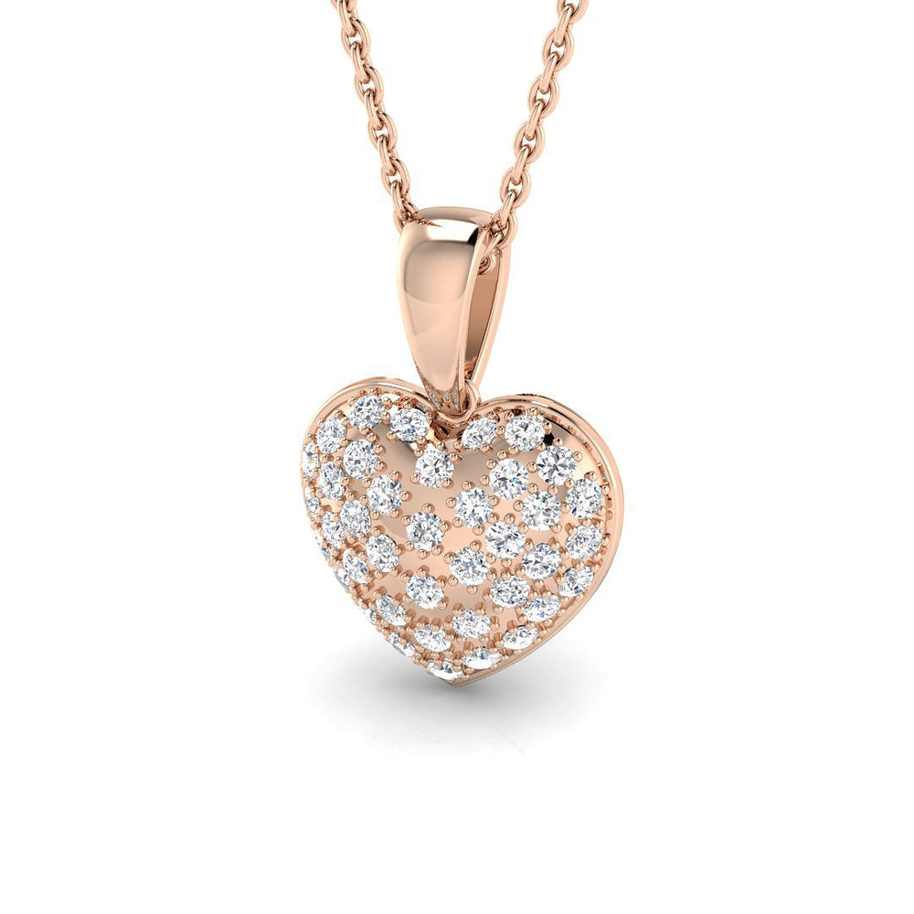 Lotus Diamond Heart Pendant 0.2ct Gold (Without Chain )