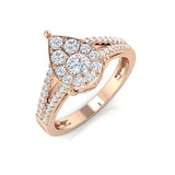 Natural Round Cut Cluster Diamond Pear Shape Ring