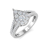 Natural Round Cut Cluster Diamond Pear Shape Ring