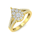 Natural Round Cut Cluster Diamond Pear Shape Ring