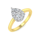 Pear Shape Diamond Ring, Cluster Diamond Ring, Two Tone Gold Ring