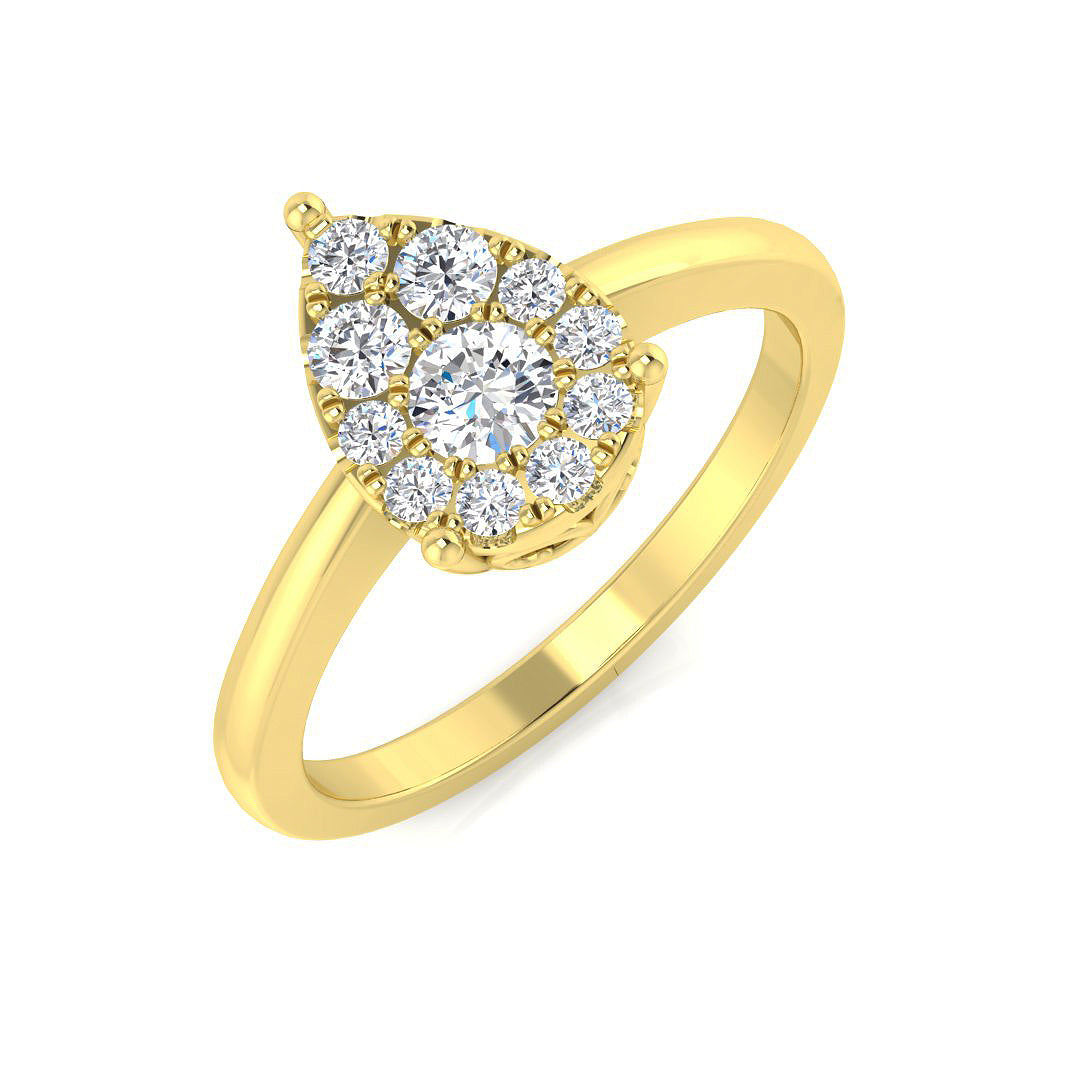 Natural Round Cut Diamond Pear Shape Engagement Ring