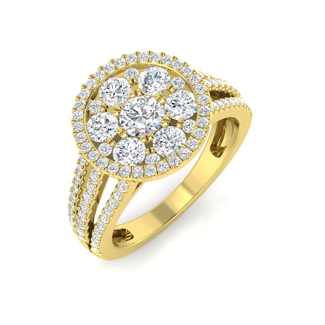 Natural Round Cut Diamond Cluster Ring