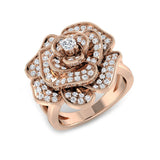 Rose Flower Diamond Statement Ring 0.50ct | UK Hallmarked Gold & Platinum