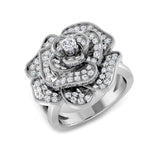 Rose Flower Diamond Statement Ring 0.50ct | UK Hallmarked Gold & Platinum