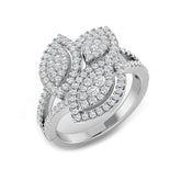 Natural Round Cut Diamond Cluster Engagement Triple Leaf Ring
