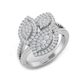 Luxury Diamond Fancy Leaf Cluster Ring 0.75ct Pavé UK Hallmarked