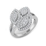 Natural Round Cut Diamond Cluster Engagement Triple Leaf Ring