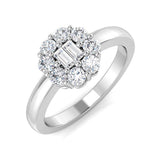 Baguette & Round Diamond Cluster Ring 0.5ct Engagement UK
